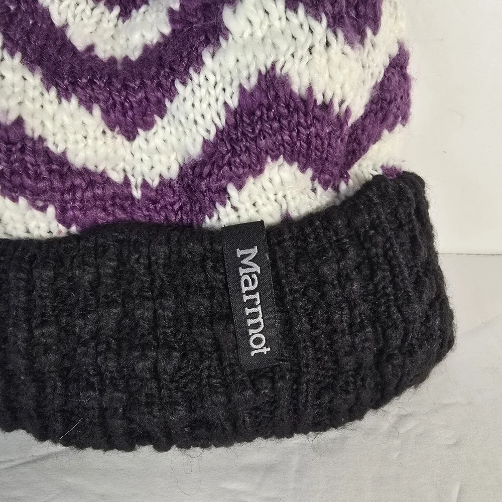 Marmot Women's Chevron Knit Beanie - Purple, White, and Black One Size